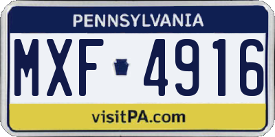 PA license plate MXF4916