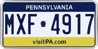 PA license plate MXF4917