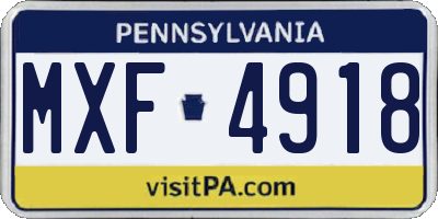 PA license plate MXF4918