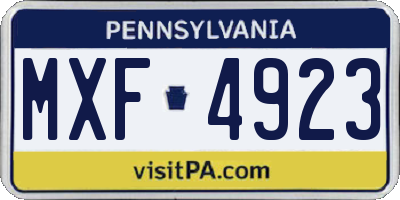 PA license plate MXF4923