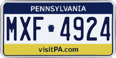 PA license plate MXF4924