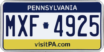 PA license plate MXF4925