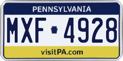 PA license plate MXF4928