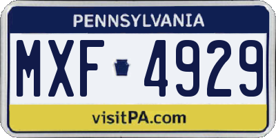 PA license plate MXF4929