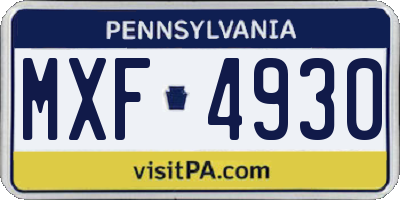PA license plate MXF4930