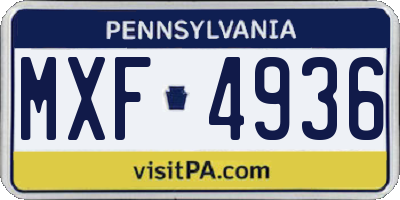 PA license plate MXF4936