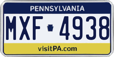 PA license plate MXF4938