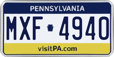 PA license plate MXF4940