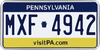PA license plate MXF4942