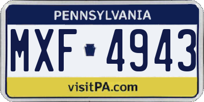 PA license plate MXF4943