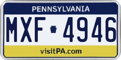 PA license plate MXF4946