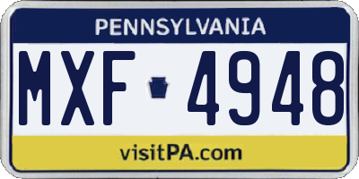 PA license plate MXF4948