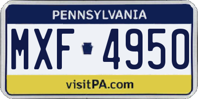 PA license plate MXF4950