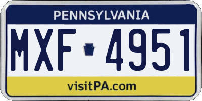 PA license plate MXF4951
