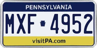 PA license plate MXF4952
