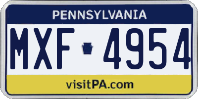 PA license plate MXF4954
