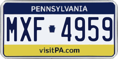 PA license plate MXF4959