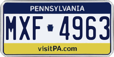 PA license plate MXF4963