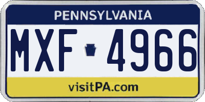 PA license plate MXF4966