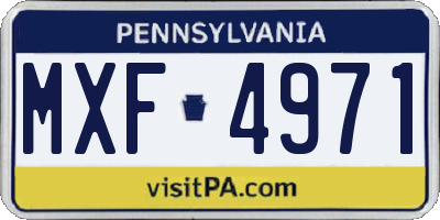 PA license plate MXF4971