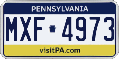 PA license plate MXF4973