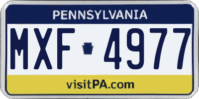 PA license plate MXF4977