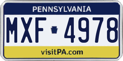 PA license plate MXF4978