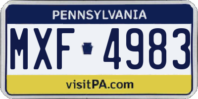 PA license plate MXF4983