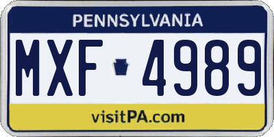 PA license plate MXF4989