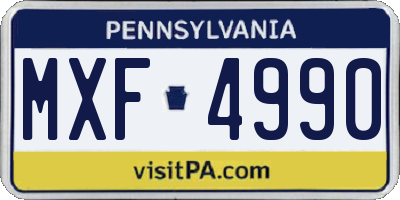 PA license plate MXF4990