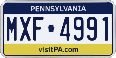 PA license plate MXF4991