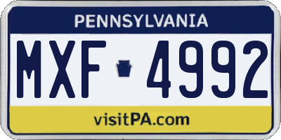 PA license plate MXF4992