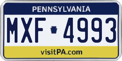 PA license plate MXF4993