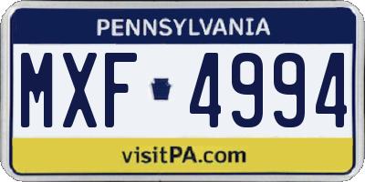 PA license plate MXF4994