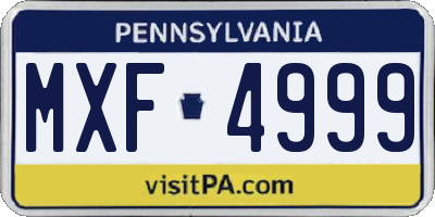 PA license plate MXF4999