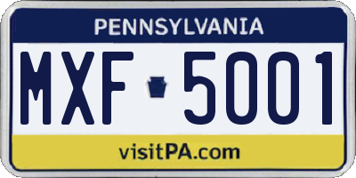 PA license plate MXF5001