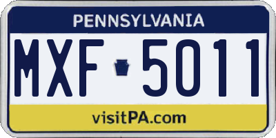 PA license plate MXF5011