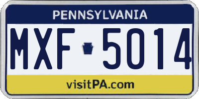 PA license plate MXF5014