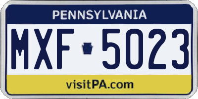 PA license plate MXF5023