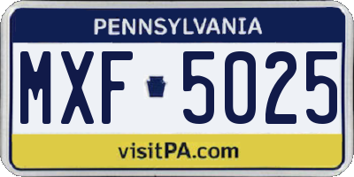 PA license plate MXF5025