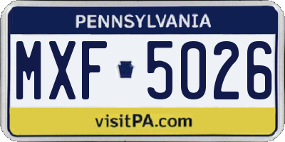 PA license plate MXF5026