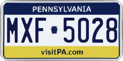 PA license plate MXF5028