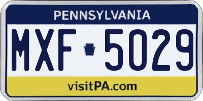 PA license plate MXF5029