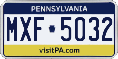 PA license plate MXF5032