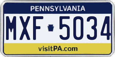 PA license plate MXF5034