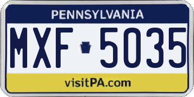PA license plate MXF5035