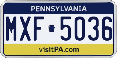 PA license plate MXF5036