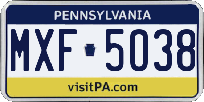 PA license plate MXF5038