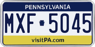 PA license plate MXF5045