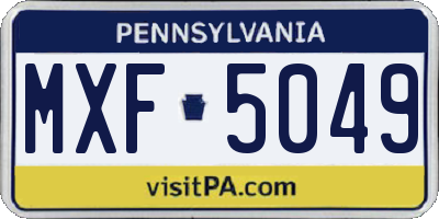 PA license plate MXF5049